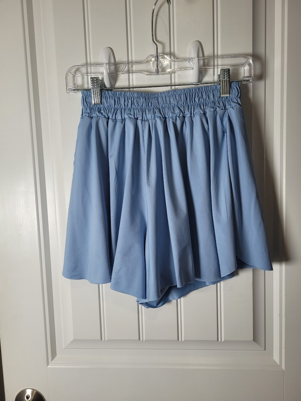 Love tree Light Blue Elastic-Waist Flow Skort Shorts